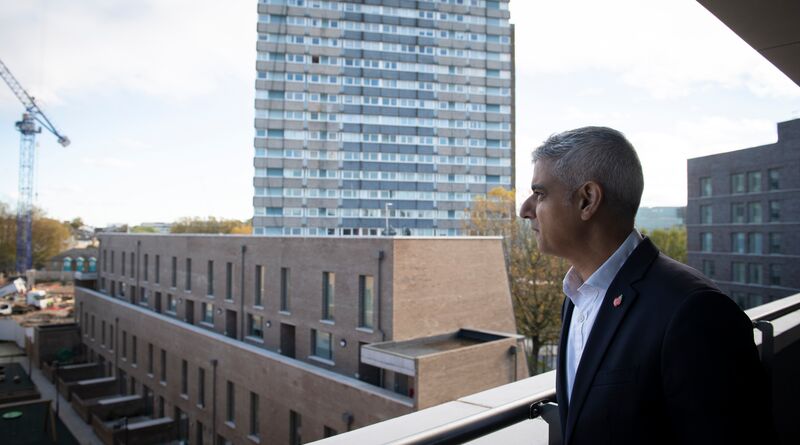 Sadiq looks out over new affordable homes that have been built.